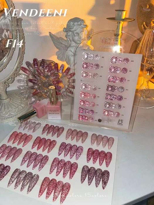 Vendeeni F14 Reflective Glitter Sparkling Diamond Gel Polish 15ml message me color you want