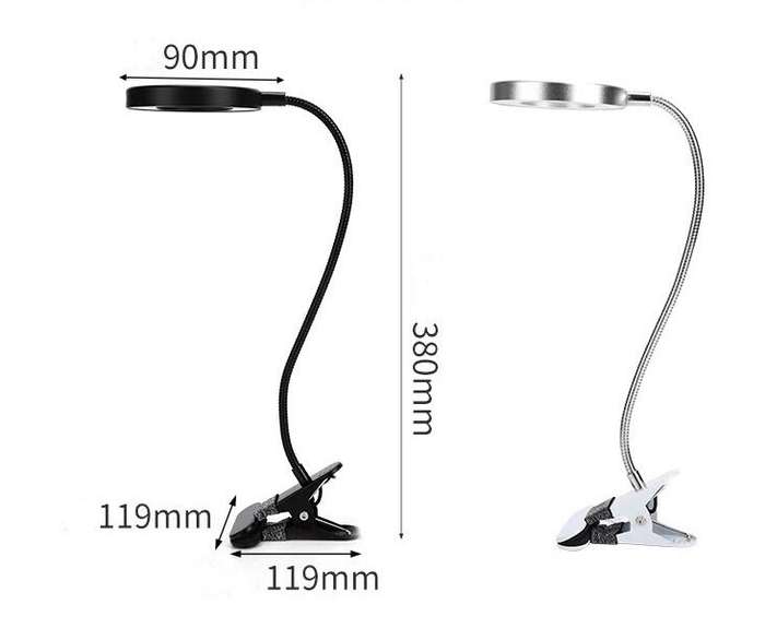 FX001 LED Desk Table Clip Lamp 7W USB Cable black