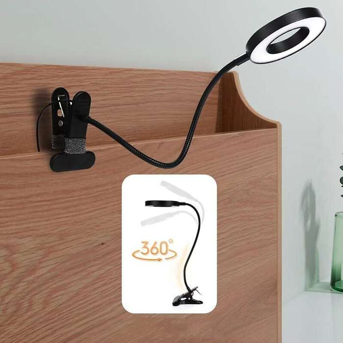 FX001 LED Desk Table Clip Lamp 7W USB Cable black