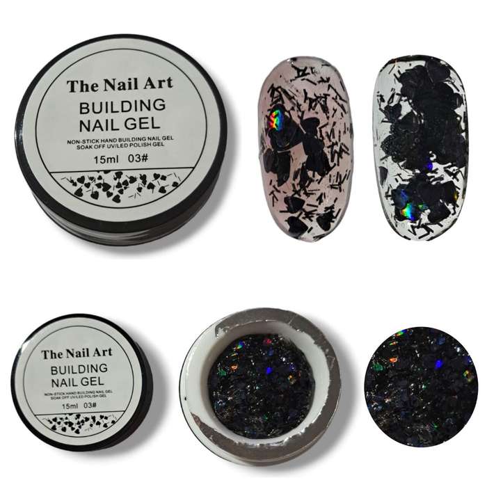 Non-stick Glitter builder gel 15ml - Message number