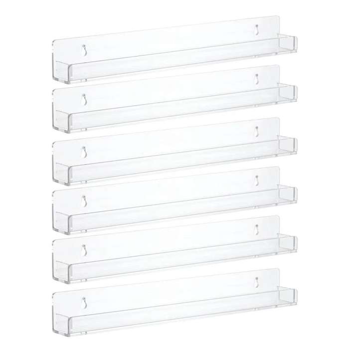 6 Pack Nail Polish Rack Wall Mounted Shelf, Clear Acrylic Nail Polish Organizer Display