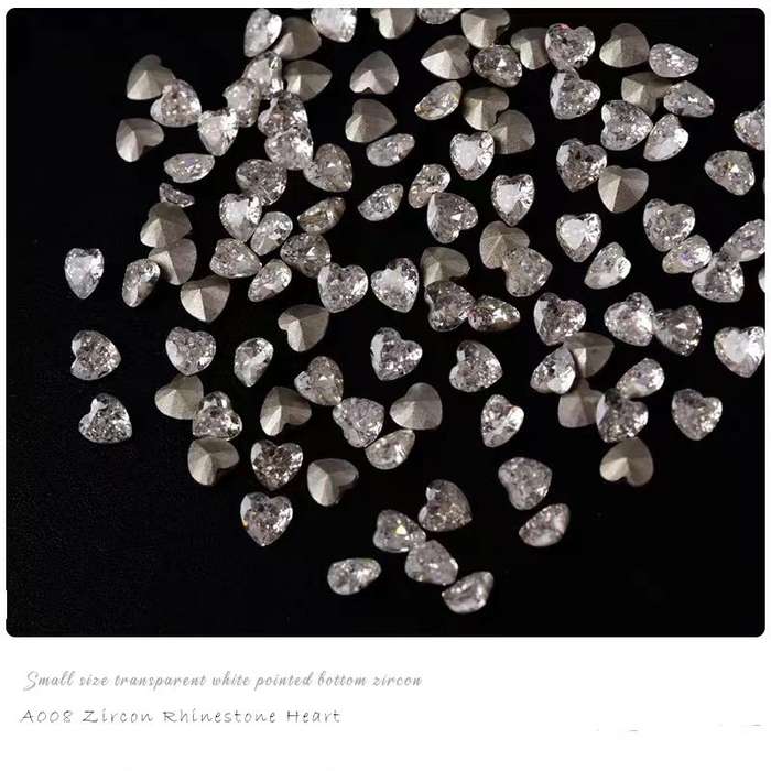 Zircon Rhinestone A008 Heart Flat Bottom 30pcs-  3*3mm Clear