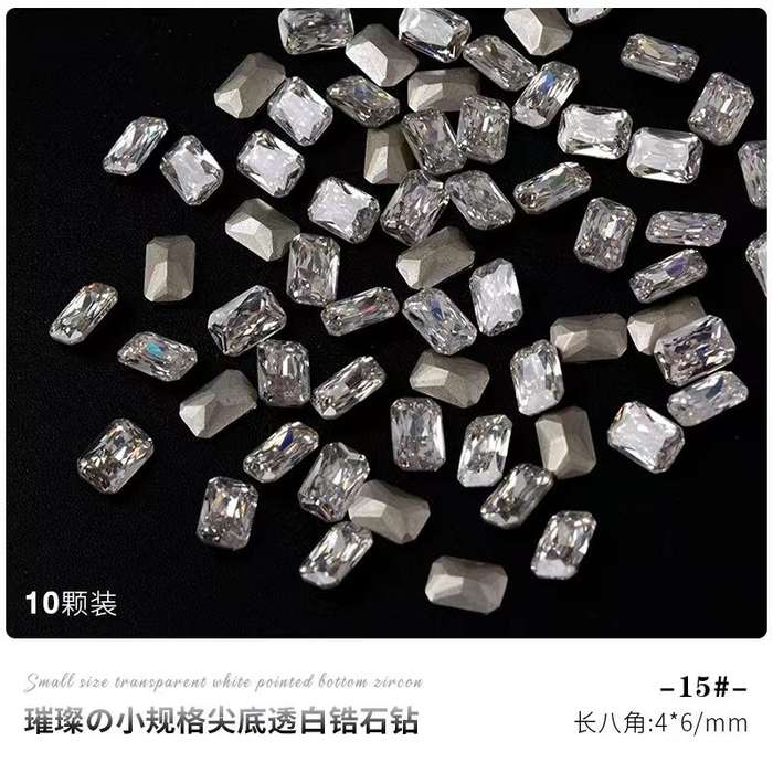 Zircon Rhinestone A005 Octagonal Flat Bottom 30pcs -3*5mm Clear