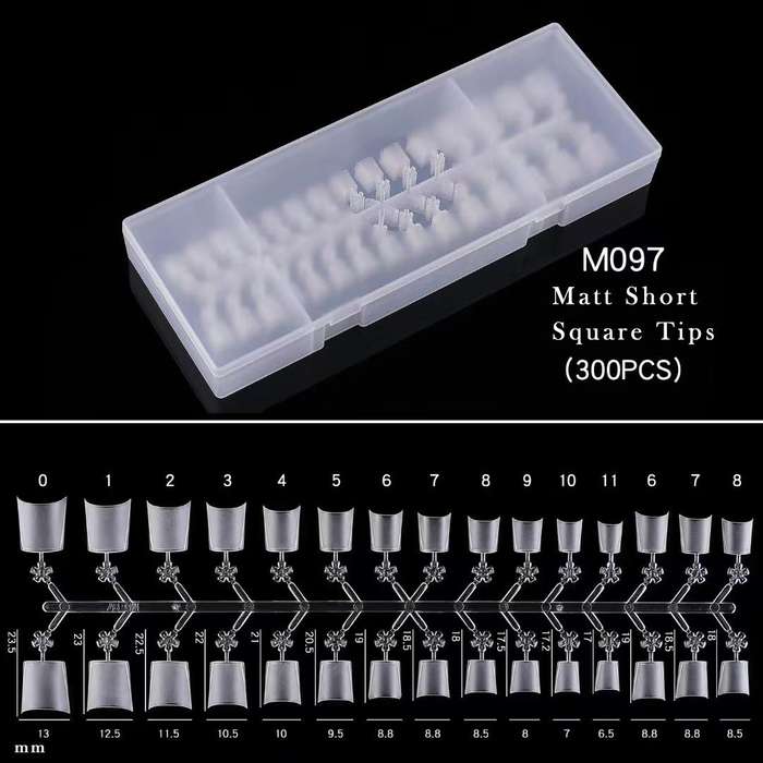 Short Square Matte Ultra Thin Pre-made False Nails Tips 300pcs M097