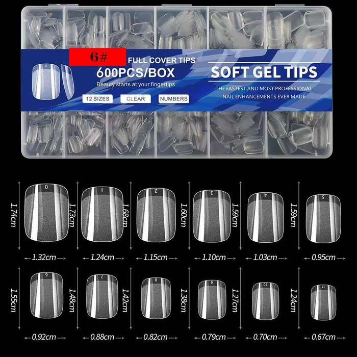 Extra Long Round Gel x Nail Tips 600pcs XXS no 6