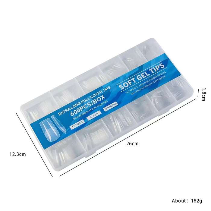 Extra Long Round Gel x Nail Tips 600pcs XXS number 1