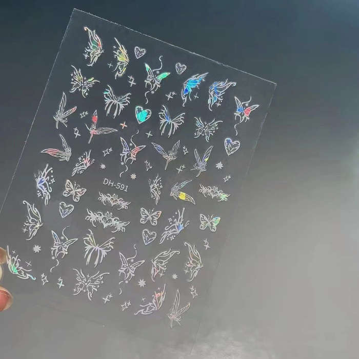 Laser Butterfly Mermaid Tail Nail Sticker message number of sticker
