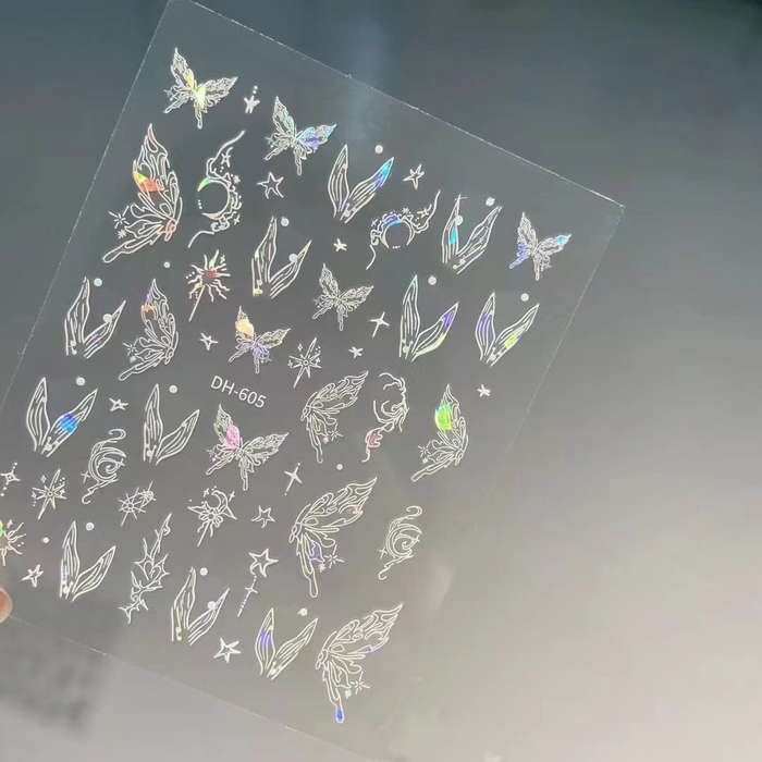 Laser Butterfly Mermaid Tail Nail Sticker message number of sticker
