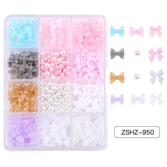 ZSHZ-950/12 grids mix colour bow mix colour pearl