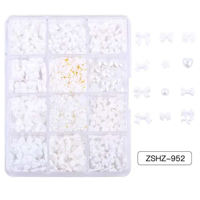 ZSHZ-952/12 grids white bow mix white pearl