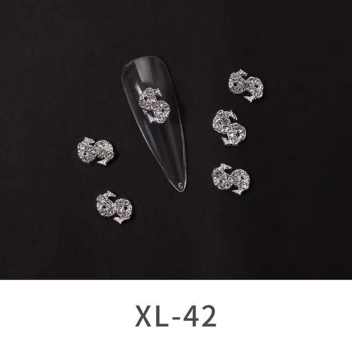 US Doller Money Nail Rhinestone 5pcs XL-42 Silver