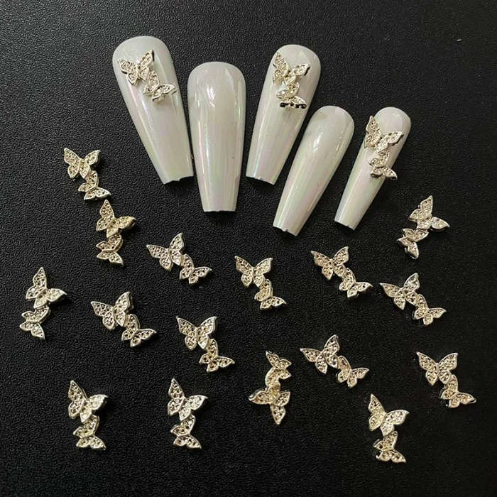 Alloy Butterfly Nail Rhinestones 10pcs