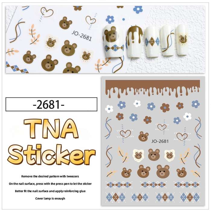 TNA Bear Nail Sticker JO2476-2681 8*10cm -JO-2681