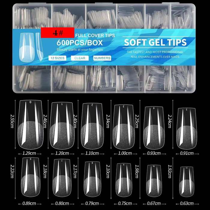 Extra Long Round Gel x Nail Tips 600pcs XXS number 4