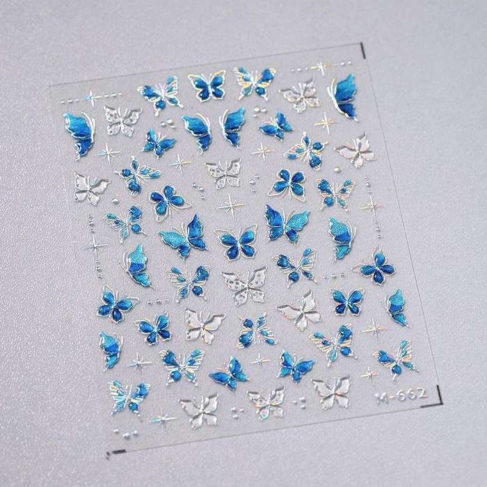 5D luxury butterfly adhesive nail stickers jelly glue series M662