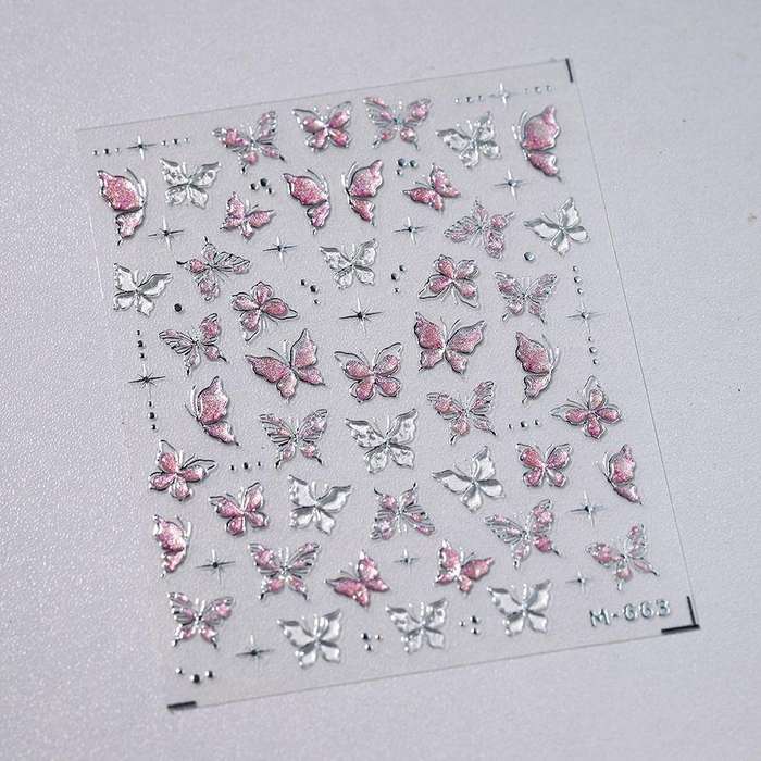 5D luxury butterfly adhesive nail stickers jelly glue series M663
