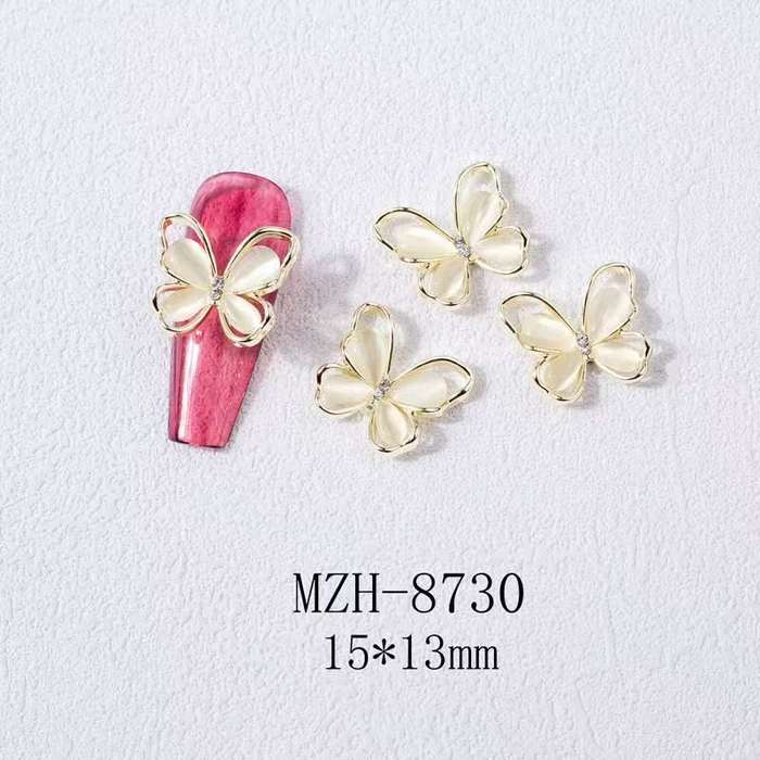 Cat Eye Stone Alloy Butterfly Nail Rhinestone 5pcs-  MZH-8730