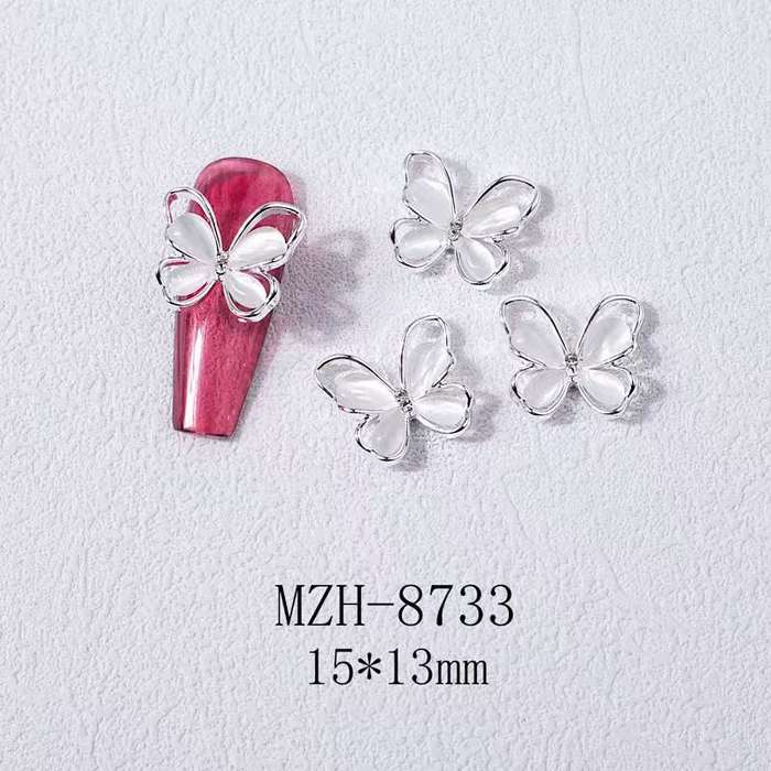 Cat Eye Stone Alloy Butterfly Nail Rhinestone 5pcs-  MZH-8733