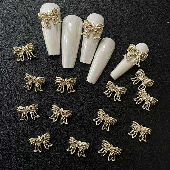 Alloy Butterfly Nail Rhinestones 10pcs - Gold