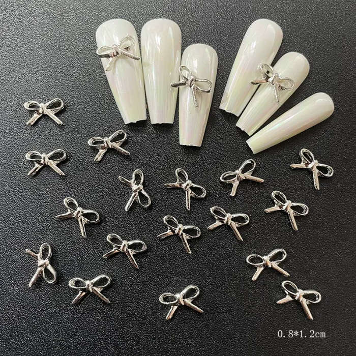 Alloy Butterfly Nail Rhinestones 10pcs -   Silver