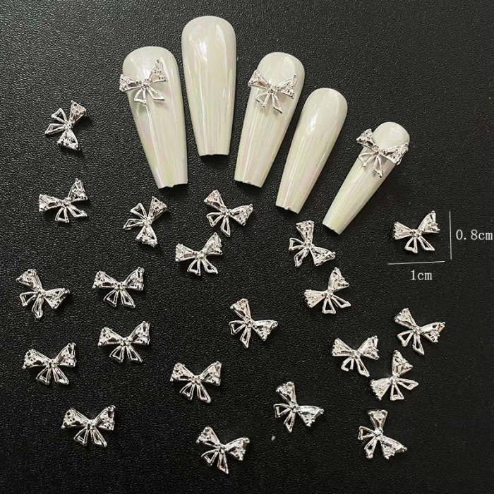 Alloy Butterfly Nail Rhinestones 10pcs -  Silver