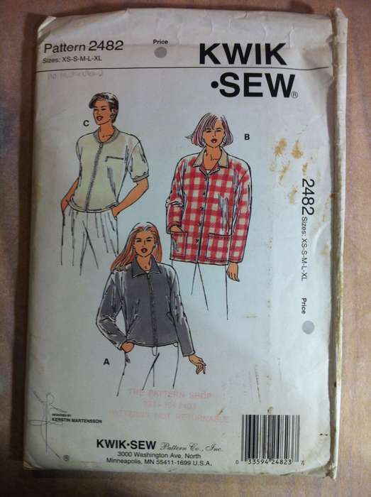Kwik Sew 2482 Stretch Knit Cardigans. Size XS-XL. Missing Instructions.
