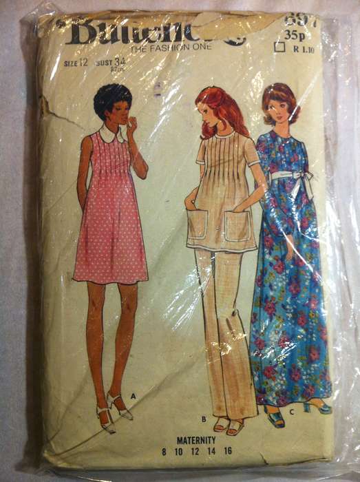 Butterick 6697 Maternity Dress, Tunic & Pants. Size 12. Complete