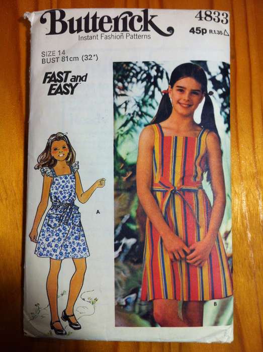 Butterick 4833 Girls Dress and Belt. Size 14 / Chest 81 cm. Complete