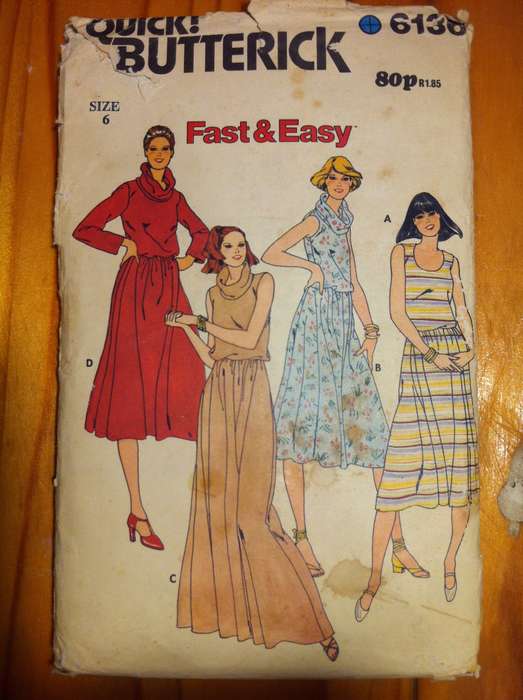Butterick 6136 Oval or Cowl Neckline Dress. Size 6. Complete