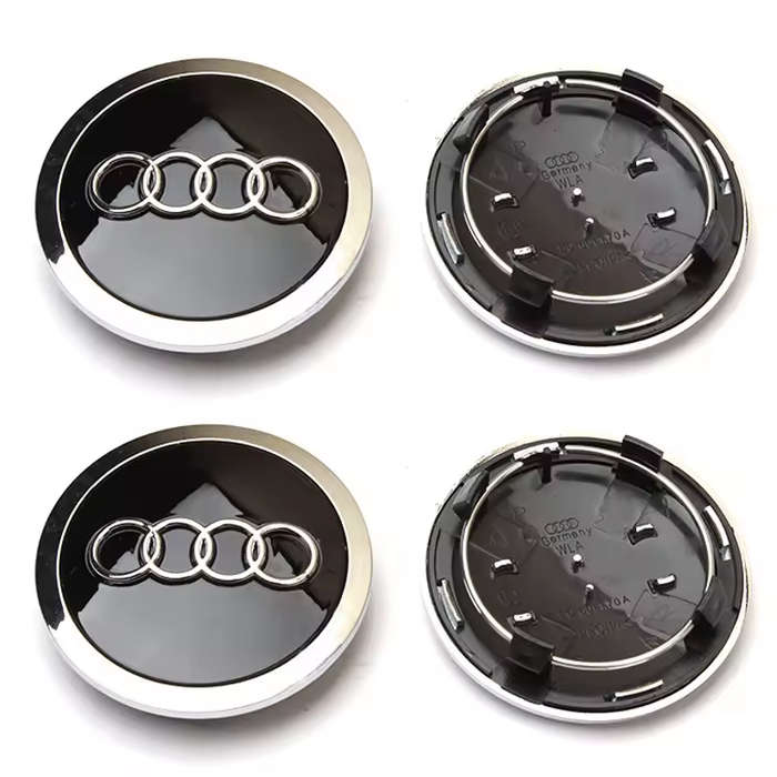 4X WHEEL CENTER CAPS 68mm / 58mm for AUDI BLACK