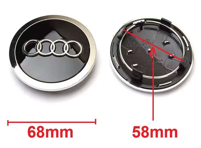 4X WHEEL CENTER CAPS 68mm / 58mm for AUDI BLACK