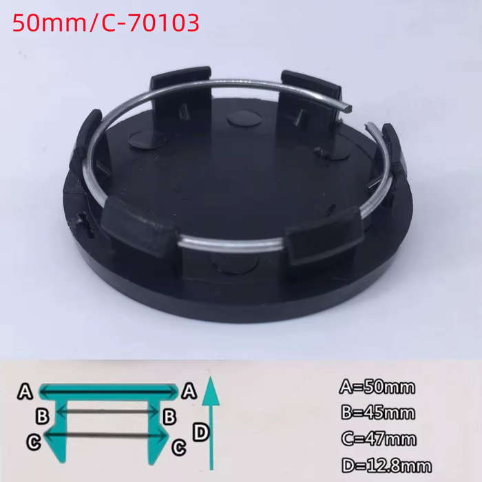 4x 50/45mm Chrome / Black Plastic Wheel Centre Cap for VW (NEW VW LOGO)
