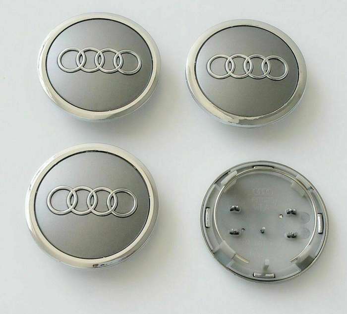 4X WHEEL CENTER CAPS 77mm / 75mm for AUDI GREY [PART 4L060170]