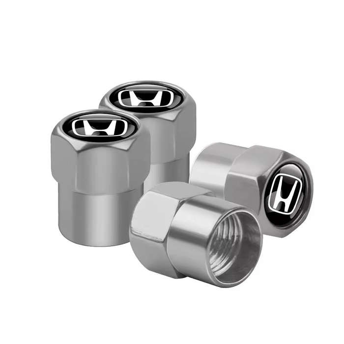 HONDA Valve Caps - Silver with Chrome logo (Set of 4)