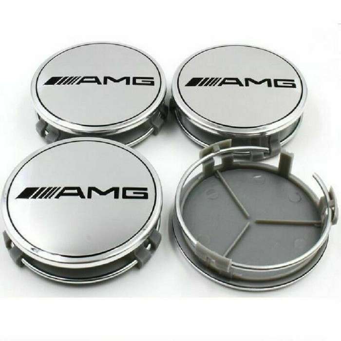 4x 75mm Wheel Centre Cap for Mercedes Benz AMG (Silver)