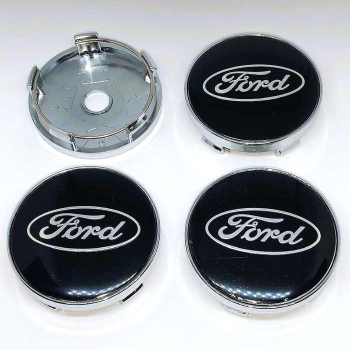4x WHEEL CENTRE CAPS 60mm / 56mm for FORD (BLACK)