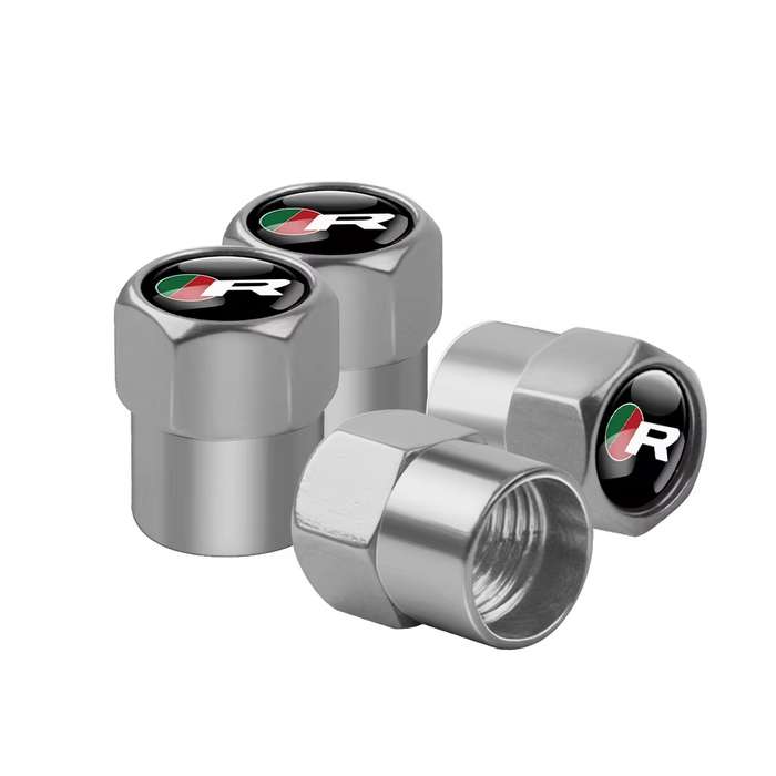 JAGUAR "R" Valve Caps - Silver with "R" logo (Set of 4)