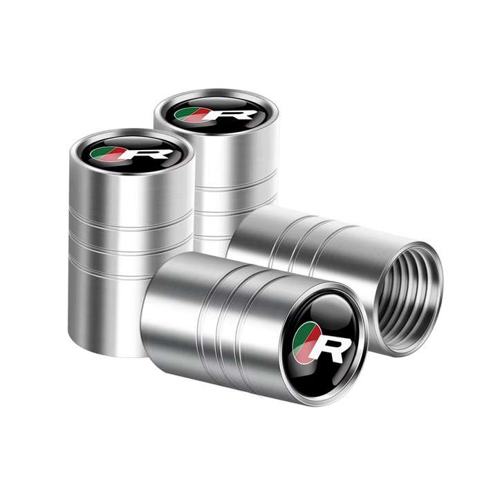 JAGUAR "R" Valve Caps - Silver with "R" logo (Set of 4 long caps)
