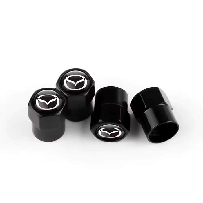 MAZDA Valve Caps (Black with chrome Mazda logo) (Set of 4)