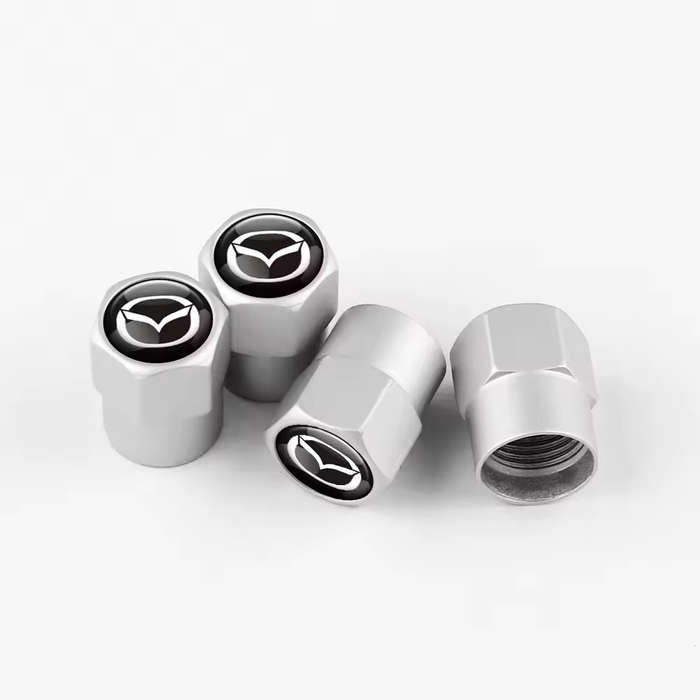 MAZDA Valve Caps (Silver with chrome Mazda logo) (Set of 4)