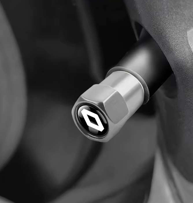 RENAULT Valve Caps - Silver with chrome Renault logo (Set of 4)