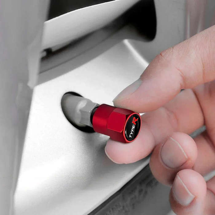 HONDA Valve Caps - Red with "Type R" logo (Set of 4)