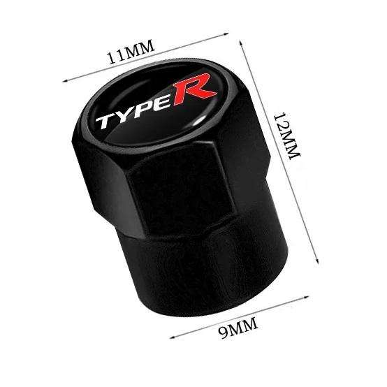 HONDA Valve Caps - Black with "Type R" logo (Set of 4)