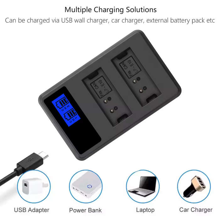 Generic (LCD Display) USB Charger for Canon LC-E10 / LP-E10 battery (DUAL CHARGER)
