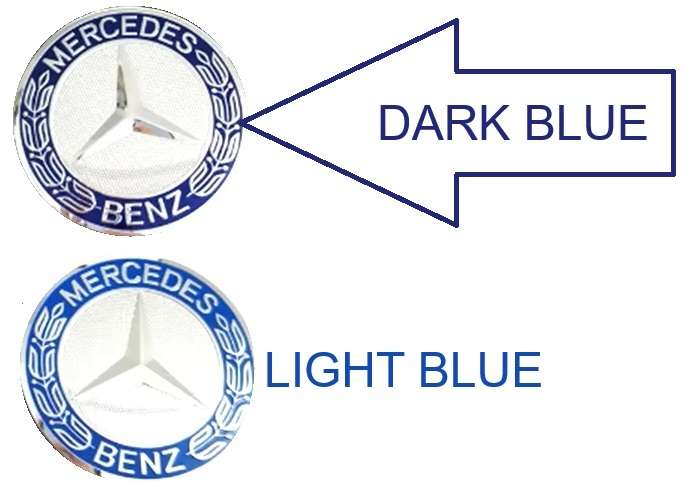 4x 75mm Wheel Centre Cap for Mercedes Benz (Dark Blue on Chrome)