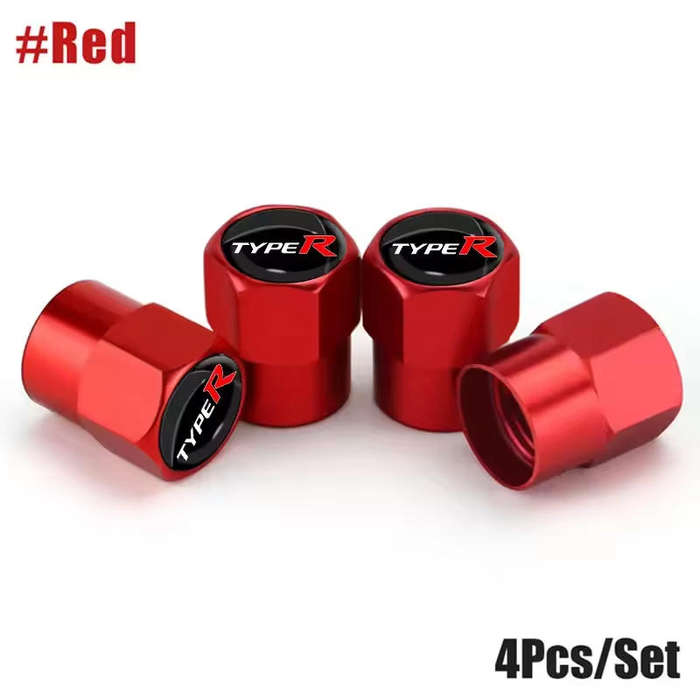 HONDA Valve Caps - Red with "Type R" logo (Set of 4)