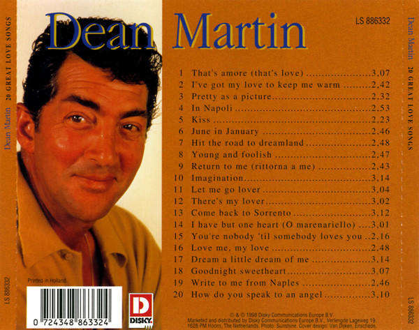 Dean Martin  20 Great Love Songs CD