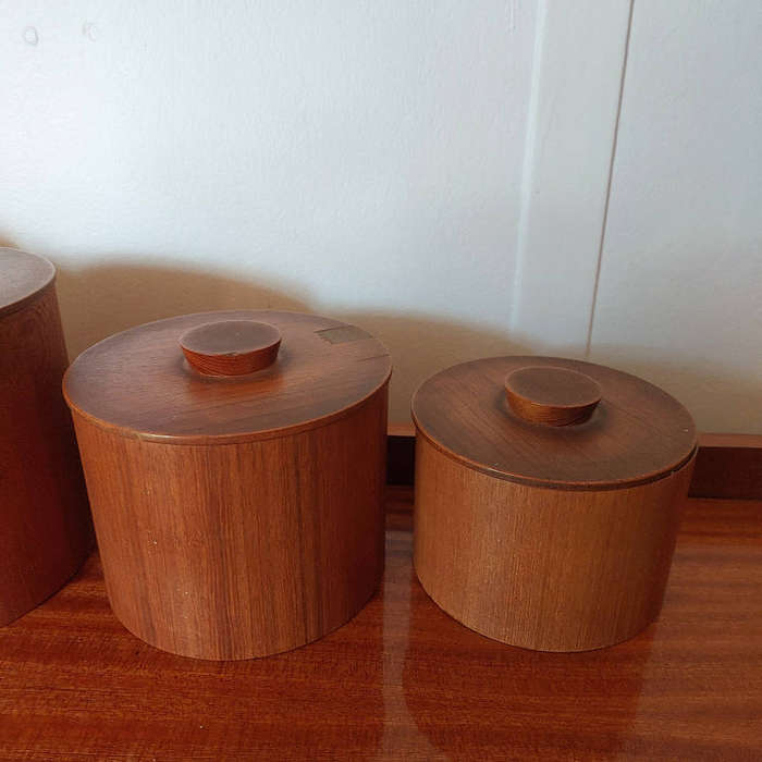 Mid century modern wooden nesting storage containers