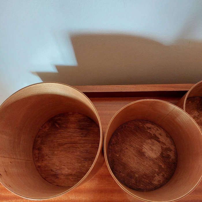 Mid century modern wooden nesting storage containers