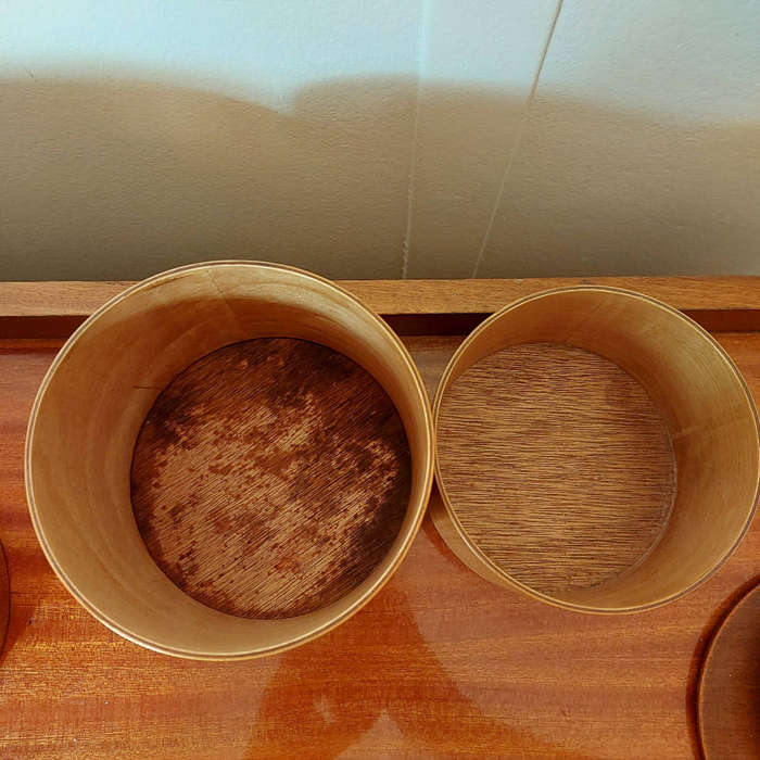 Mid century modern wooden nesting storage containers
